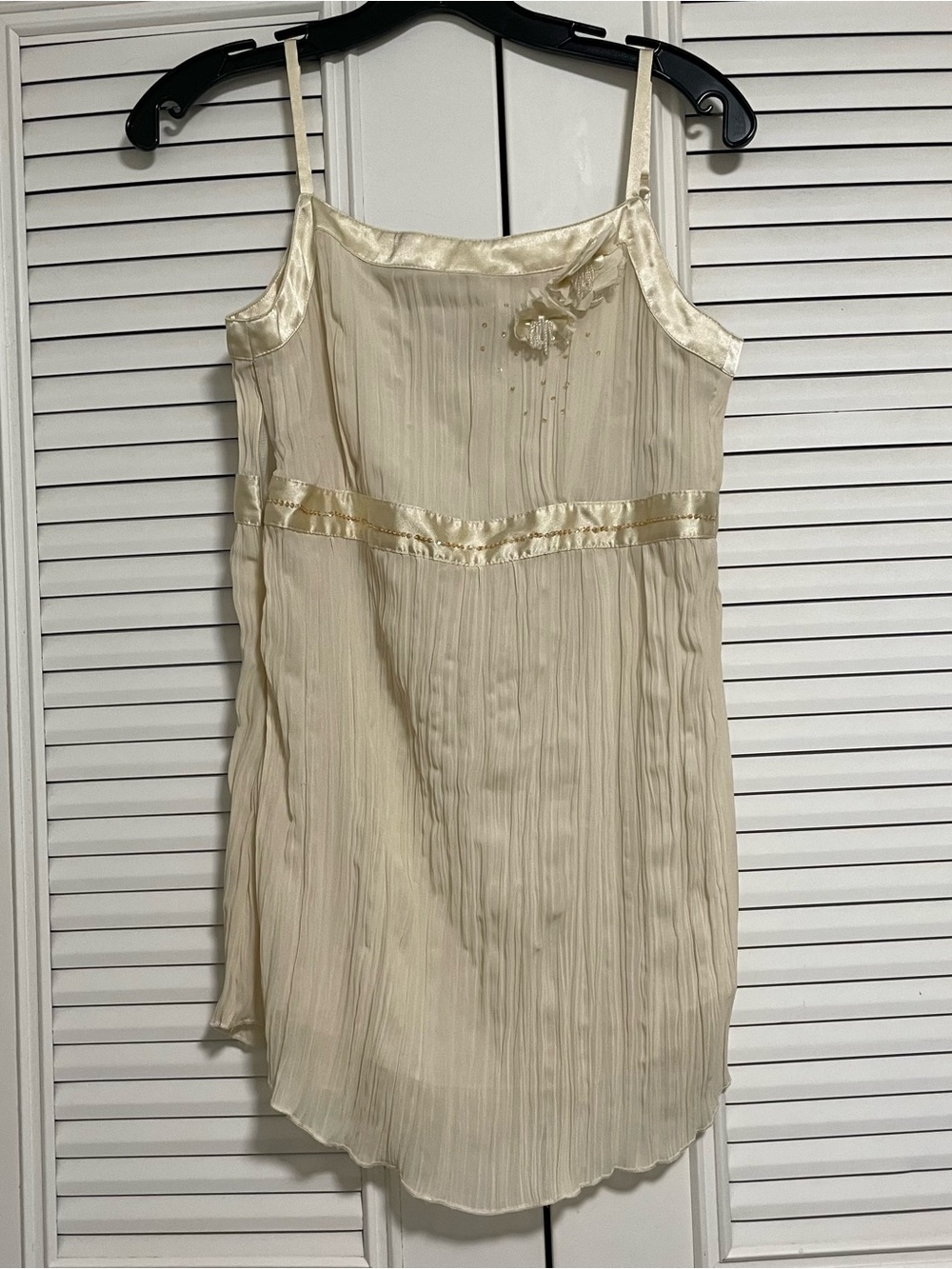 y2k Cream Tank with Satin Trim